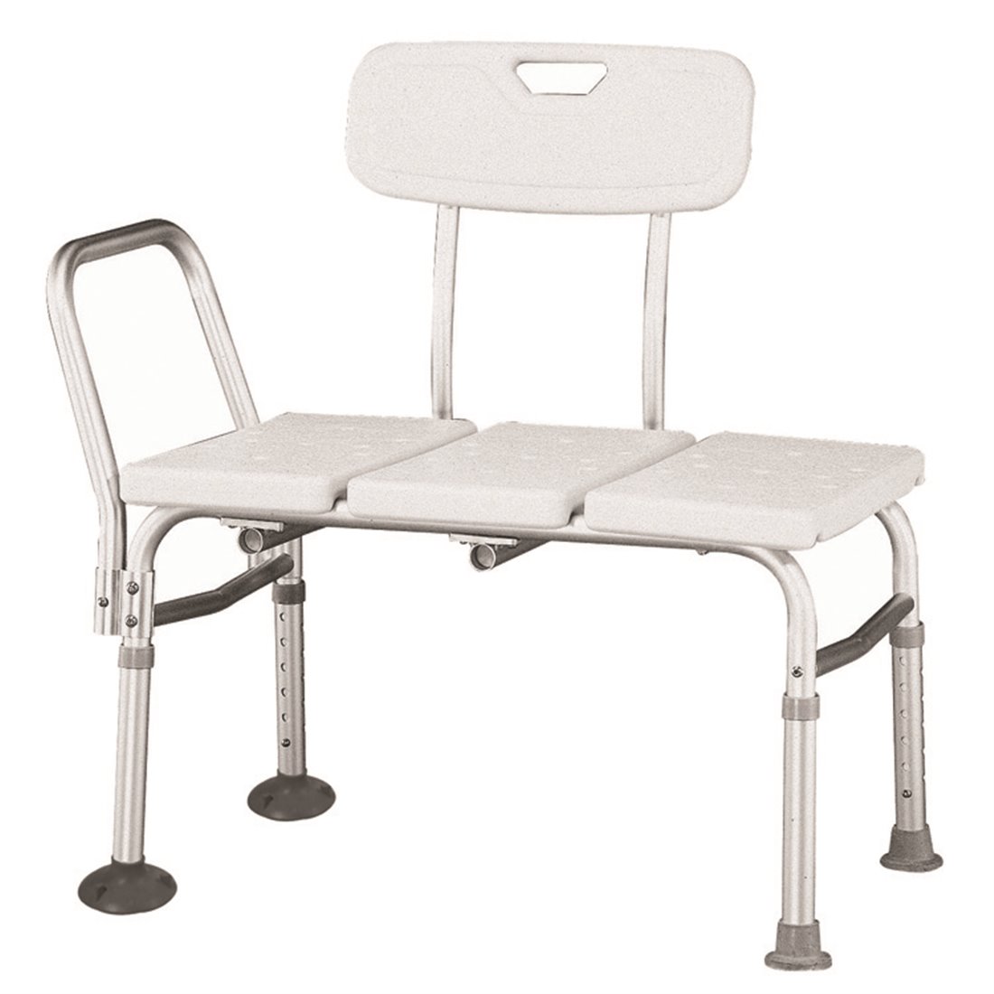 White Aluminum Adjustable Transfer Bench Roscoe Medical EZAdjustableBed