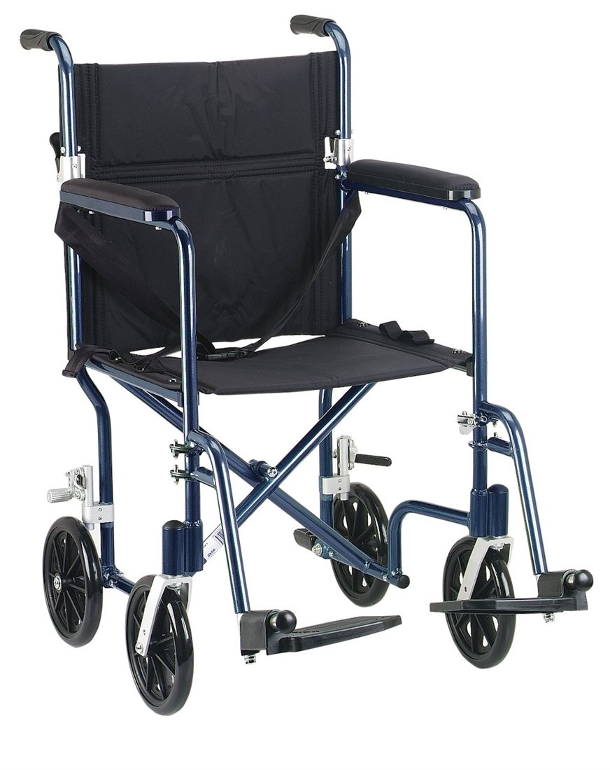 17 Flyweight Lightweight Blue Transport Wheelchair By Drive