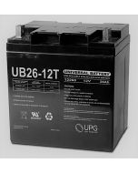 26Ah 12V Mobility Scooter Battery, Universal, L2 Terminal UB12260T