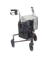 Red 3 Wheel Walker Rollator with Basket Drive Medical 