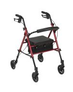 Adjustable Height Red Rollator Walker by Drive Medical