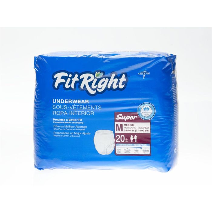 Bag of Medline FitRight Super Protective Underwear Medium
