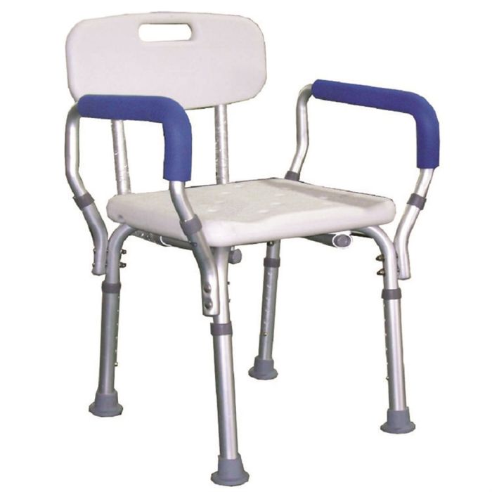 White Aluminum Adjustable Shower ChairRoscoe Medical BTHSCBH