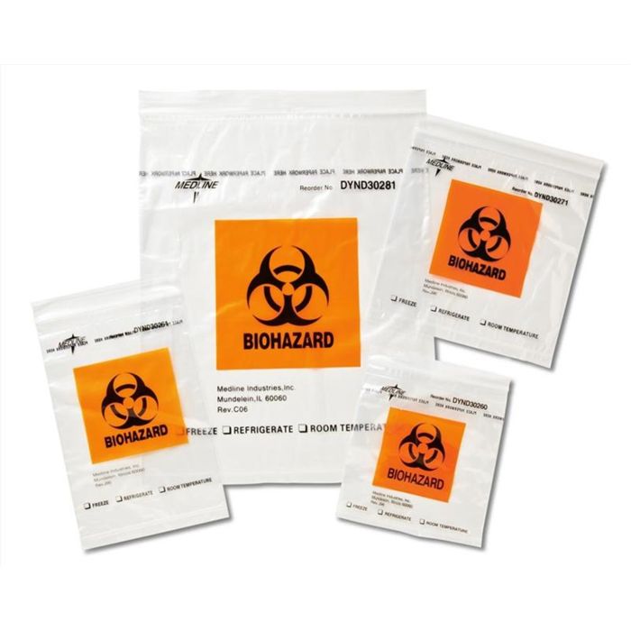 Medline Zip Style Biohazard Specimen Bags Clear DYND30261