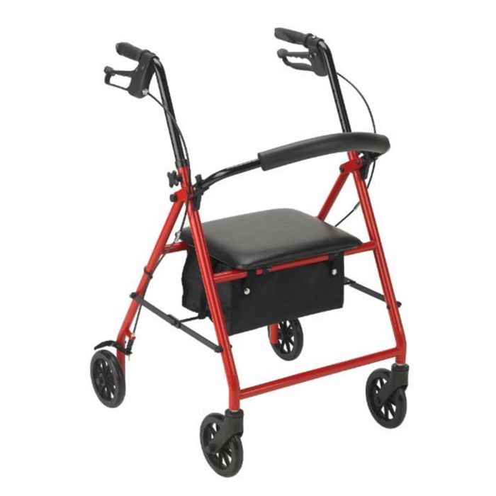 Red Steel Walker Rollator 8" Wheels Drive Medical r900bl