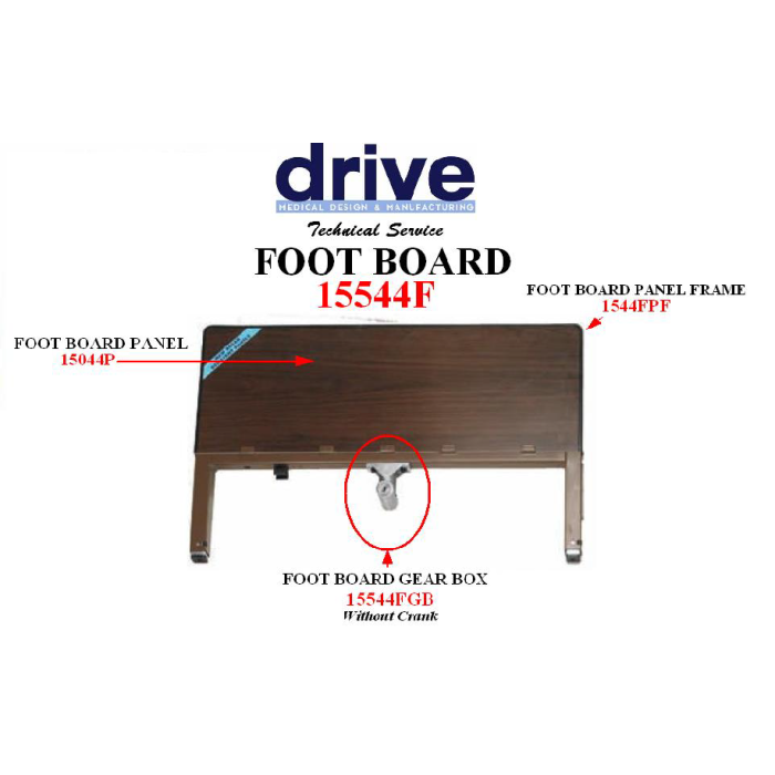 Drive Hospital Bed Foot Board Replacement Drive Medical 15544F
