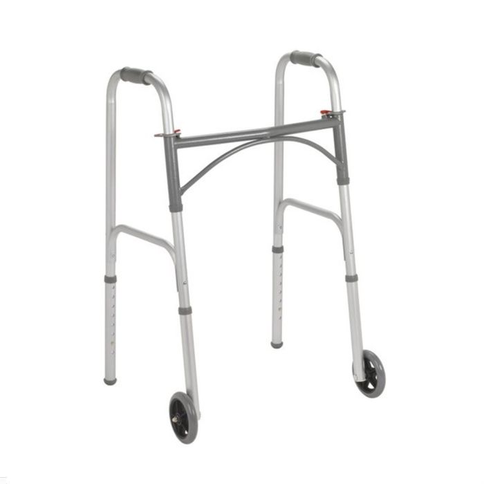 Case of Steel Two Button Folding Steel Walker Wheels Drive
