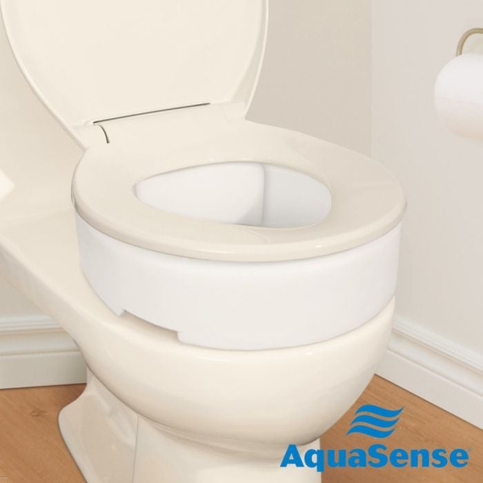 AquaSense Toilet Seat Riser with Hinge for elongated size toilets by D