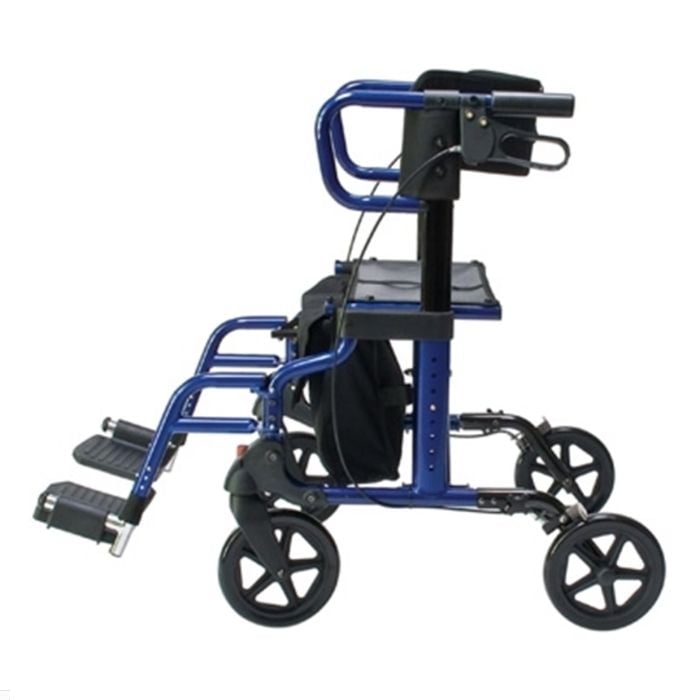 Blue Lumex Hybrid LX Rollator Transport Chair Combo LX1000B