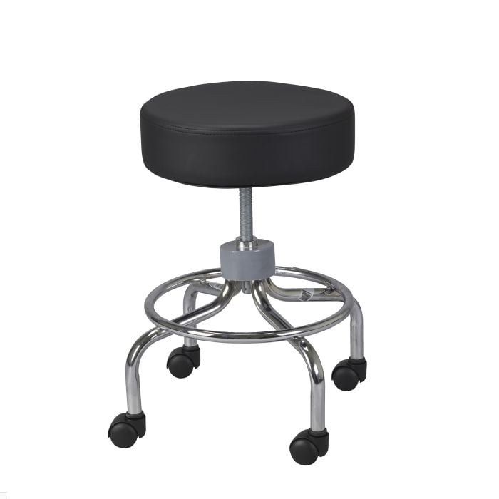 Black Wheeled Round Rolling Stool Drive Medical 13034