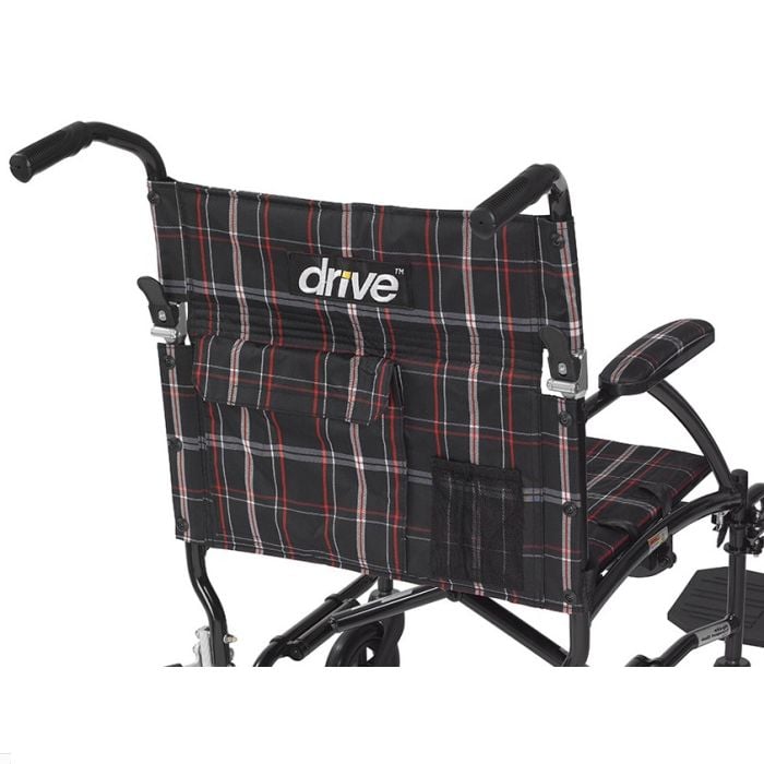Back Upholstery Fly-Lite Transport Chair Silver Plaid Drive Medical ST