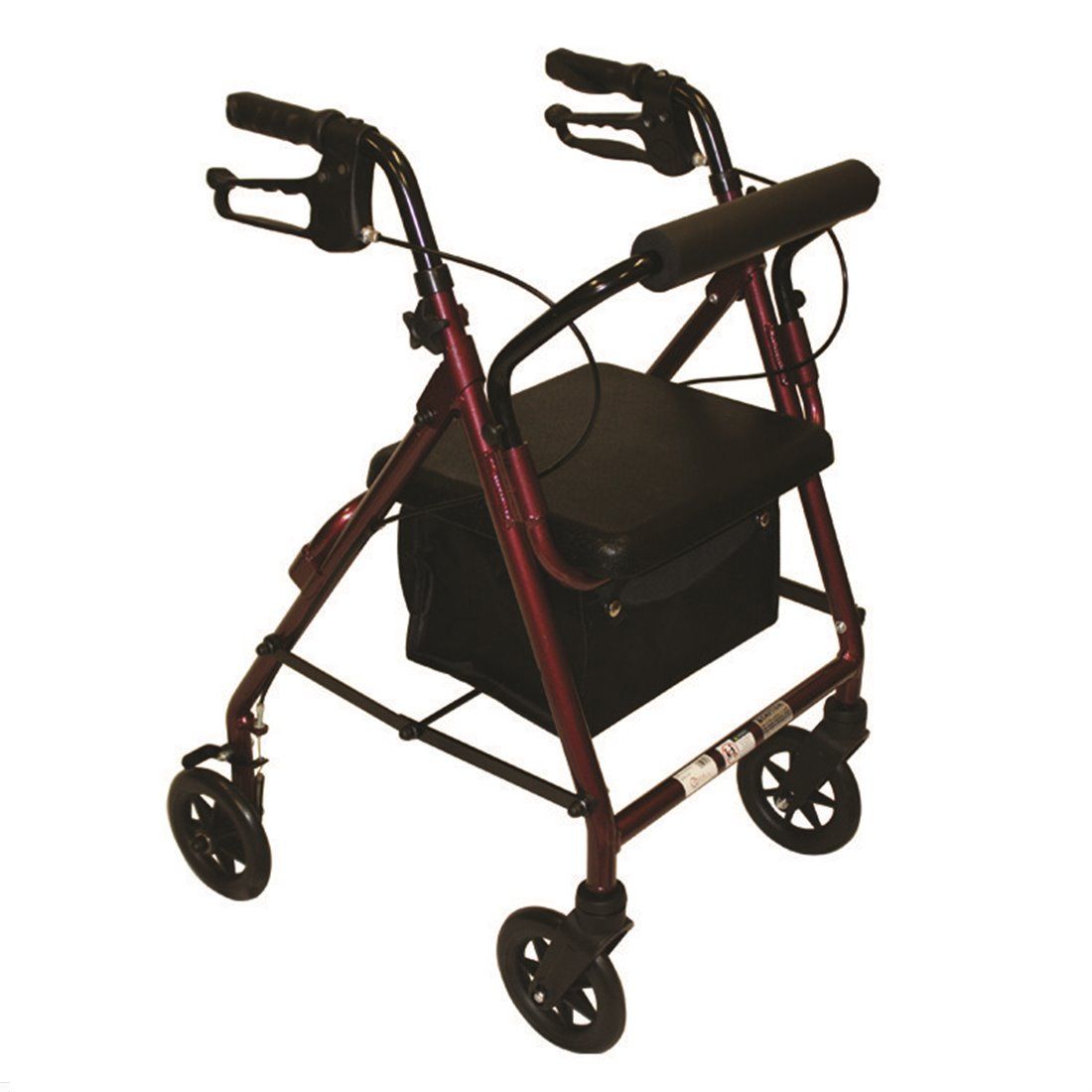 Burgundy Aluminum Z600J Junior Rollator with Padded Seat-Roscoe Medica