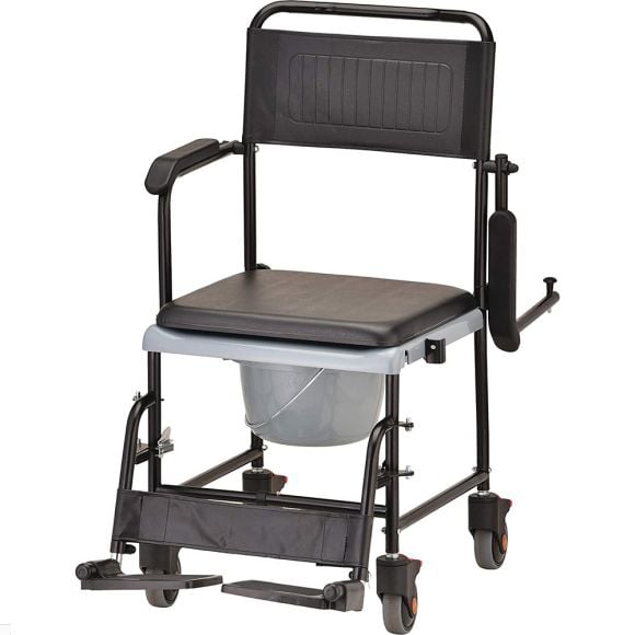 Drop Arm Commode Transport Chair With Wheels 8805