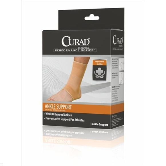 Medline CURAD Elastic Open Heel Ankle Supports Beige Medium ORT26100MD