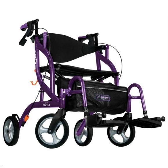 Airgo Fusion F20 (Purple) Side-Folding Rollator & Transport Chair by Hugo 700-935PR
