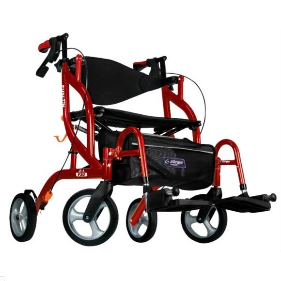 Airgo Fusion F20 (Red) Side-Folding Rollator & Transport Chair by Hugo 700-935CR