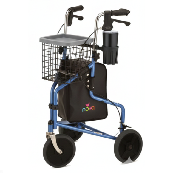 TRAVELER 3 WHEEL ROLLING WALKER - BLUE by Nova