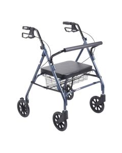Heavy Duty Bariatric Blue Rollator Walker with Large Padded Seat by Drive Medical 