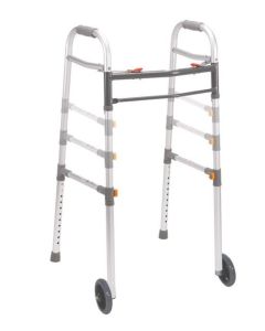 Two Button Folding Universal Walker with 5" Wheels by Drive 