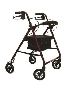 Burgundy aluminum E-Series Rollator Padded Seat - Roscoe Medical