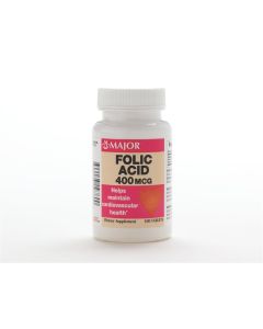 Bottle of MAJOR PHARMACEUTICAL Folic Acid Tablets OTC319760
