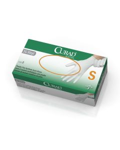 Box of 100 CURAD 3G Vinyl Exam Gloves - CA Only | White | Small