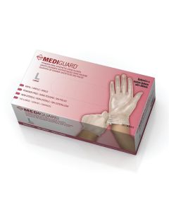 Box of 150 MediGuard Vinyl Synthetic Exam Gloves - CA Only Clear Large