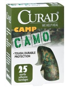 Box of 25 CURAD Camo Fabric Adhesive Bandages CUR45701Z