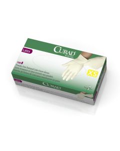 Box of CURAD Powder-Free Textured Latex Exam Gloves | Beige | X-Small