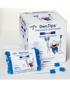 Box of Medline DenTips Oral Swabsticks Blue MDS096202