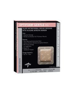 Box of Medline Opti Antimicrobial Adhesive Gentle Border Dressings MSC9744EPZ