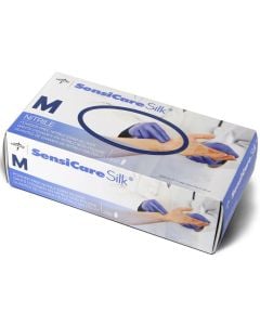 Box of Medline SensiCare Silk Nitrile Exam Gloves Dark Blue Medium MDS7085