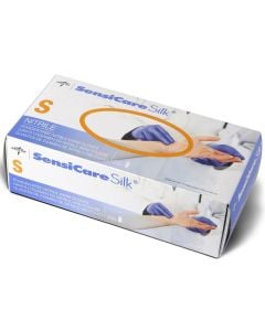 Box of Medline SensiCare Silk Nitrile Exam Gloves Dark Blue Small MDS7084