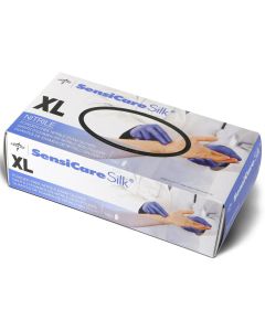 Box of Medline SensiCare Silk Nitrile Exam Gloves Dark Blue X Large MDS7087