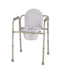 Grey Steel Three-In-One Folding Commode - Roscoe Medical