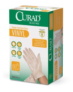 Medline CURAD Powder Free Vinyl Exam Gloves Clear One Size Fits Most CUR4035