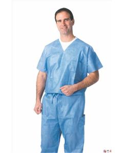Medline Disposable Scrub Shirts in Blue in Large NON27202L Large