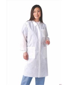 Medline Knit Cuff/Traditional Collar Multi-Layer Lab Coat in White in Small NONSW100S Small