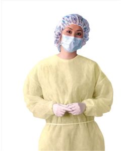 Medline Lightweight Multi-Ply Fluid Resistant Isolation Gowns in Yellow in NON27236 