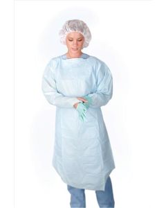 Medline Polyethylene Thumb Loop Style Isolation Gowns in Blue in CRI5000 