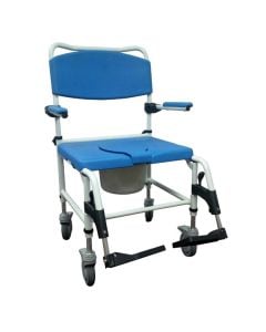 Bariatric Aluminum Rehab Shower Commode Chair Two Rear-Locking Casters 