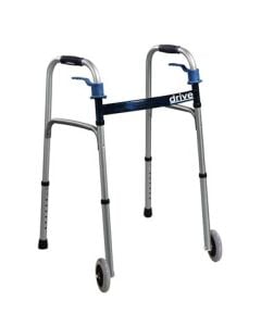 Adult Trigger Release Folding Walker with Wheels by Drive Medical