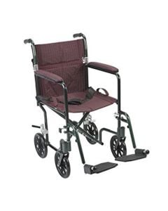 19" Flyweight Lightweight Burgundy Transport Wheelchair