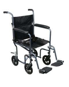 Flyweight Blue Transport Wheelchair with Removable Wheels by Drive Medical