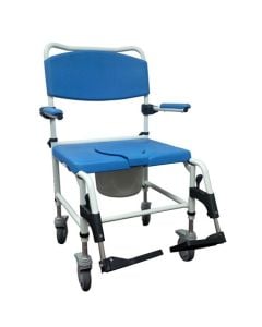 Drive Bariatric Rehab Shower Commode Chair Two Rear-Locking Casters 