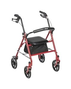 Four Wheel Walker Rollator Fold Up Back Red Drive Medical 10257RD