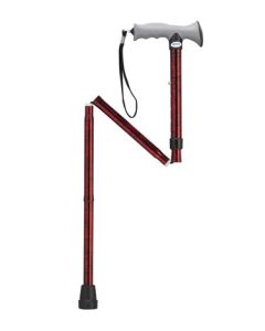 Drive Adjustable Lightweight Folding Cane with Gel Hand Grip, Red Crackle