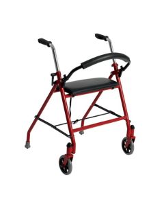 Red Two Wheeled Walker with Seat