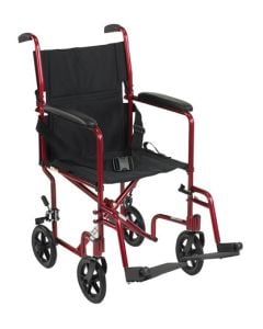 19 Inch Lightweight Red Transport Wheelchair by Drive Medical