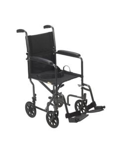 Drive Lightweight Steel Transport Wheelchair, Fixed Full Arms, 19" Seat
